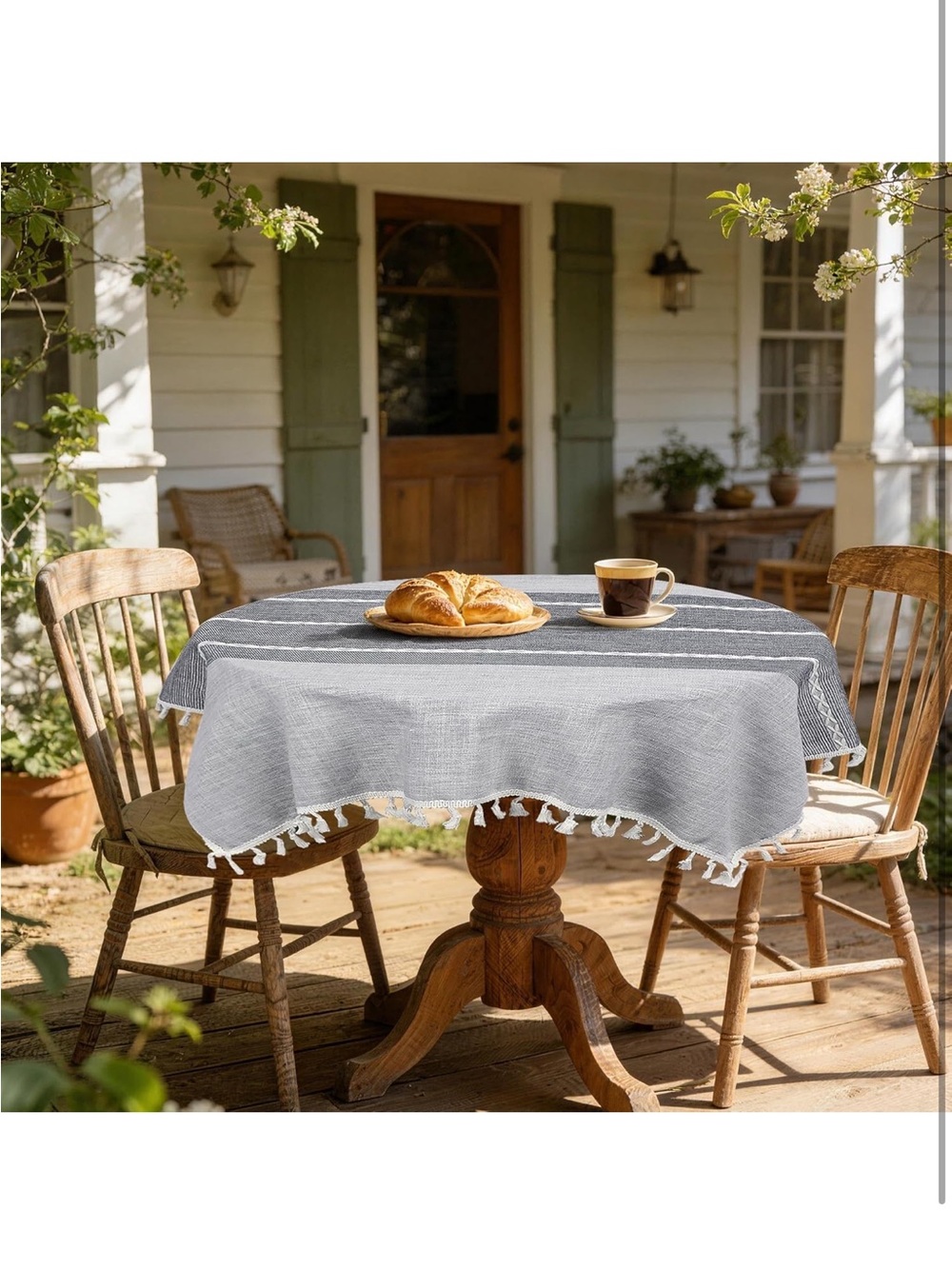 NEW Gray 36” Square Tablecloth, Rustic Farmhouse Grey - Picture 7 of 8